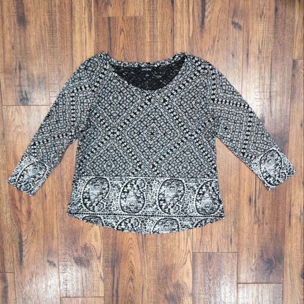 Lucky Brand Women's Long Sleeve Round Neck Pullover Casual Top Large L